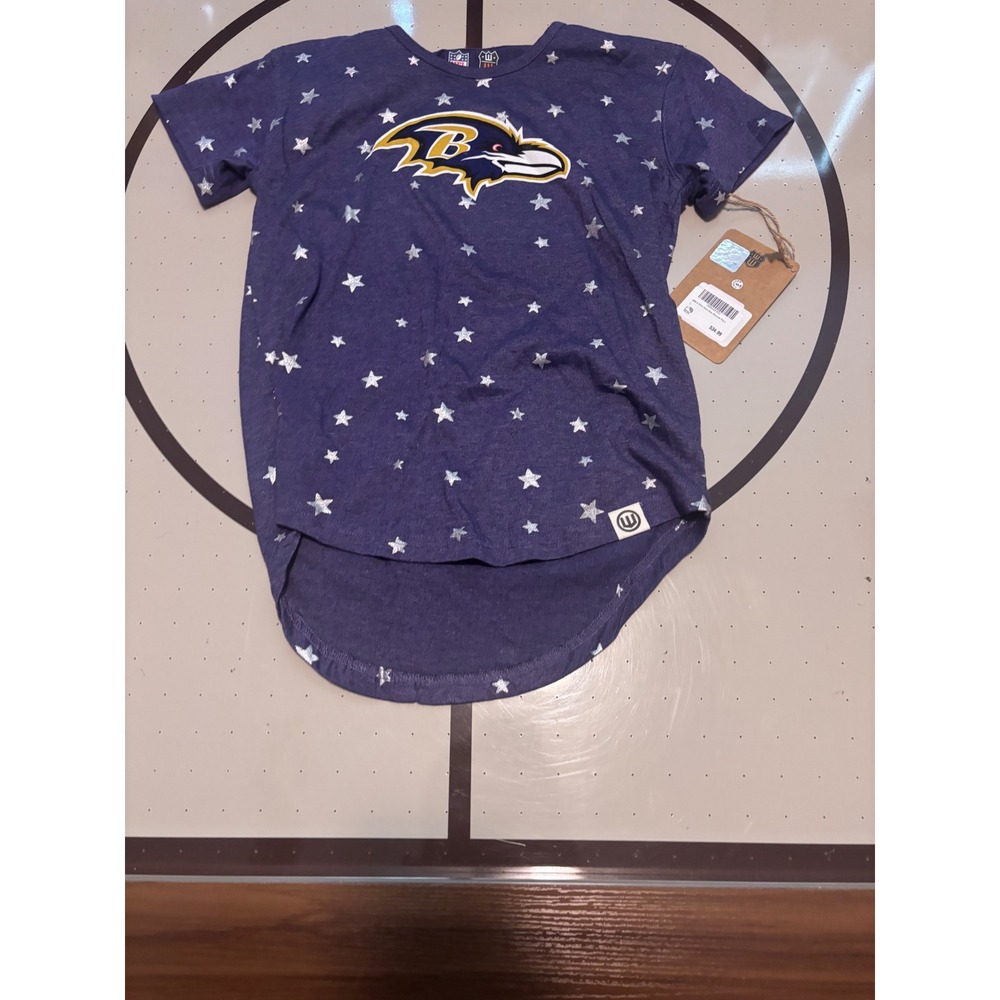 757 Wes and Willy Baltimore Ravens NFL Girls Purple Print High LowTee Size 12 L
